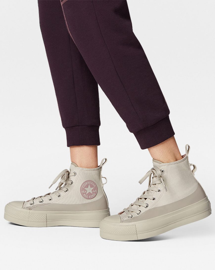 Women's Converse Chuck Taylor All Star Lift Water-Repellent Canvas High Top Platform Shoes Beige / Grey | AU 094C6D